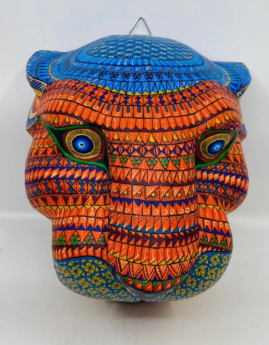Jaguar Mk2 メタル工芸品 特注品 7-orange-zapotec-jaguar-head-