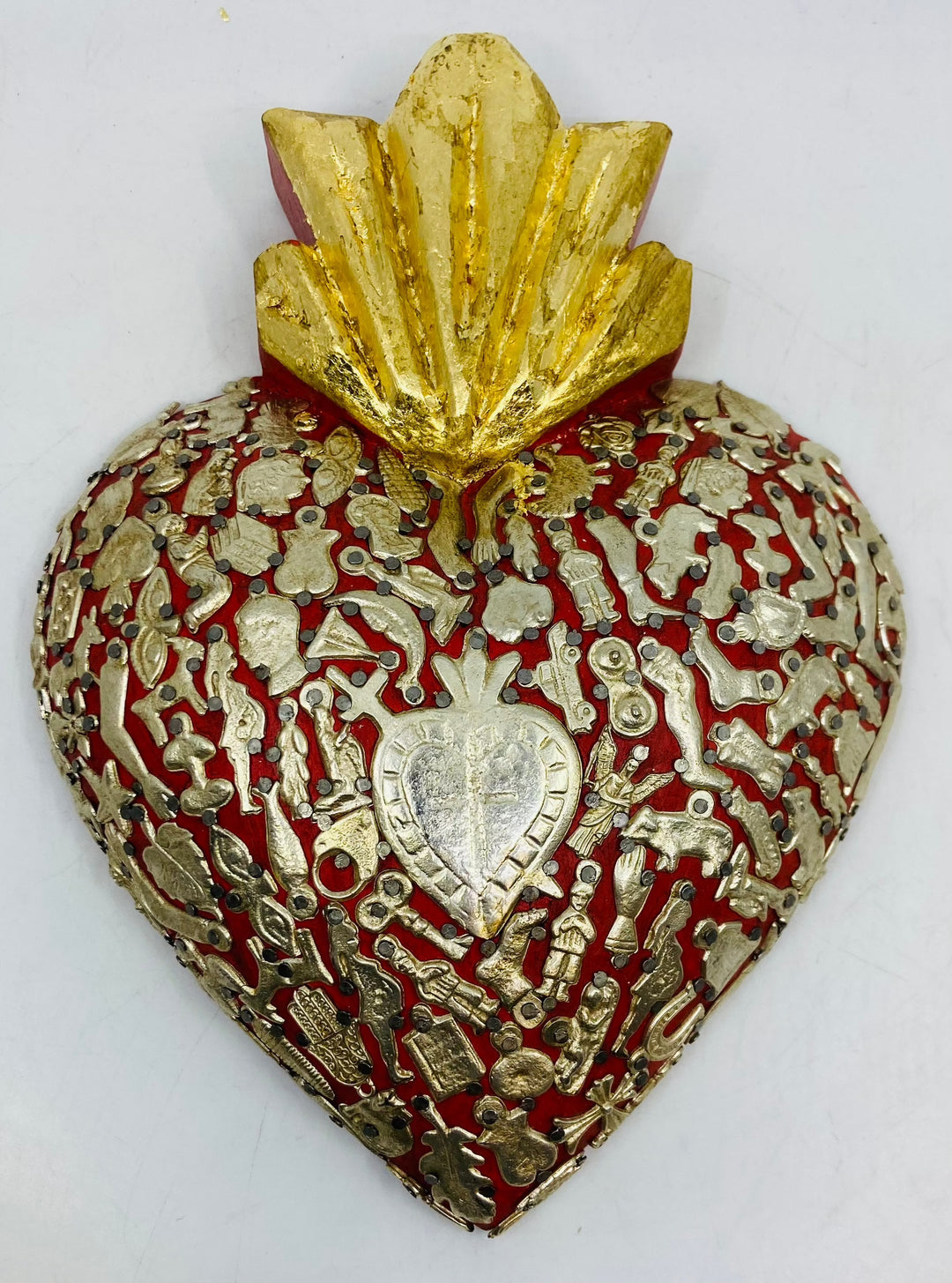Plaque en étain et argent Sacré Cœur Milagro Ex Voto