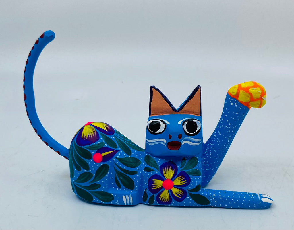 Cute Cat with Ball Oaxacan Alebrije Wood Carving - Main Image